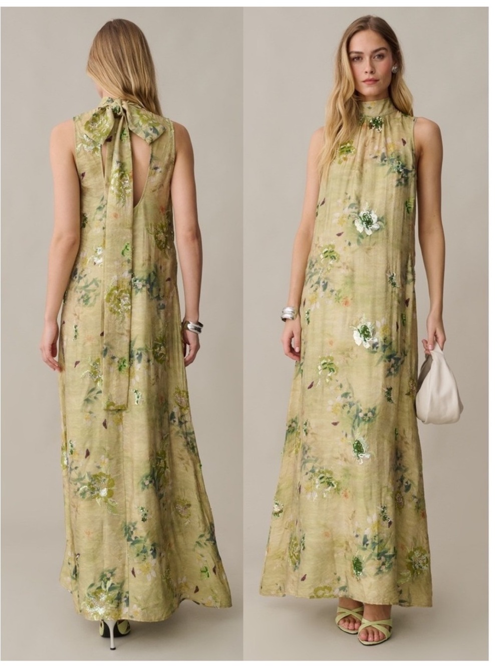 O.P.T. Naia Green Maxi Dress NWT Size Small Viscose Few Moda - Picture 2 of 8